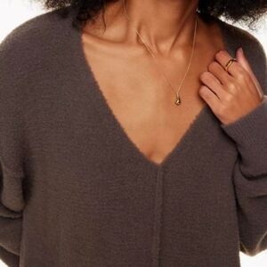 Aritzia Wilfred V-Neck Sweater Brown